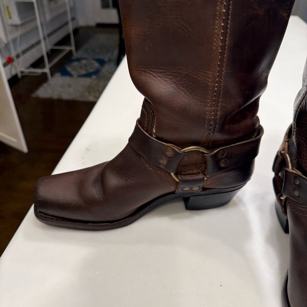 Frye Brown Leather Combat Boots - Picture 8 of 13